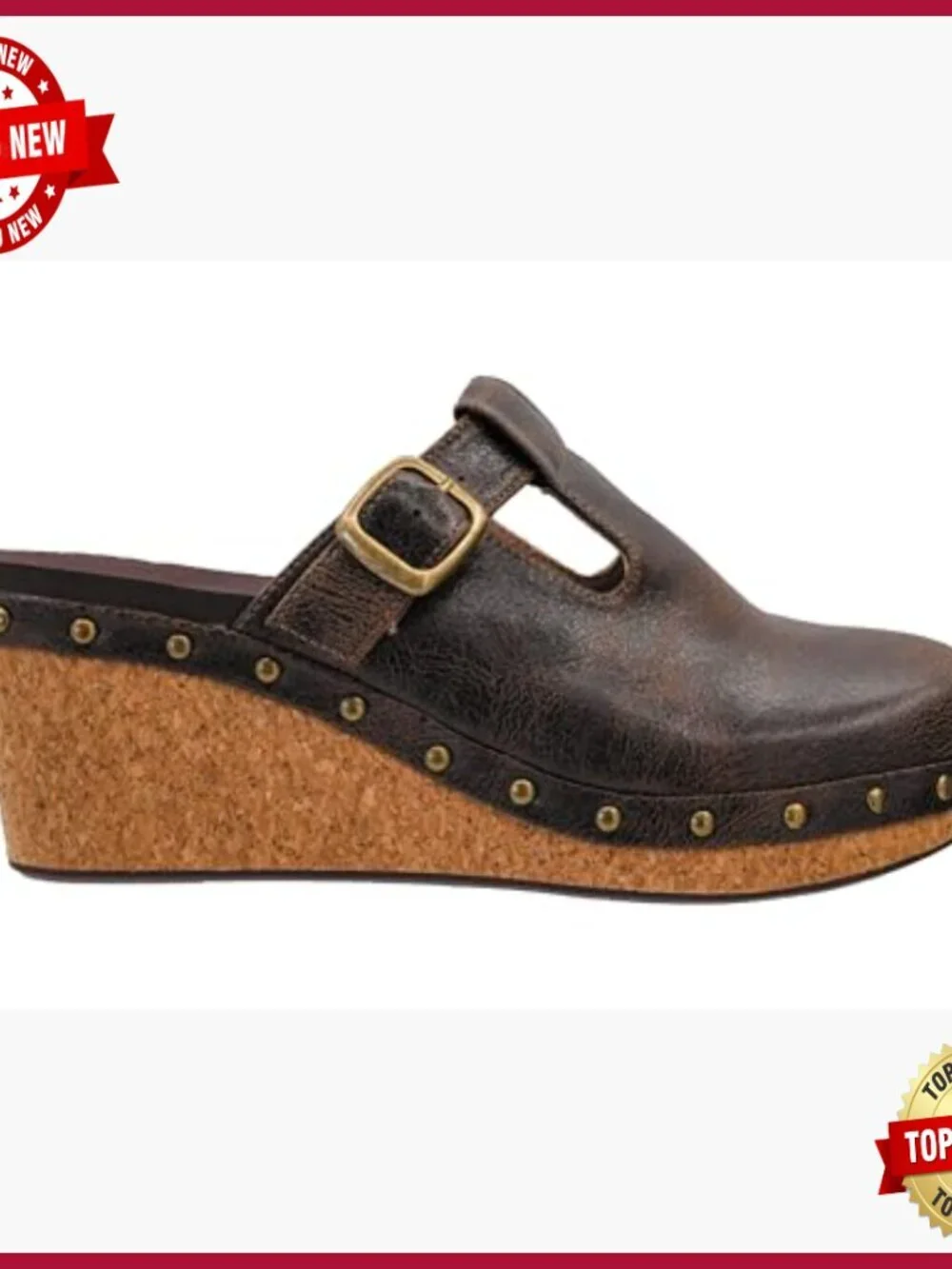 Women's 2.5-Inch Wedge Sandals with Adjustable Buckle and Studded Detailing